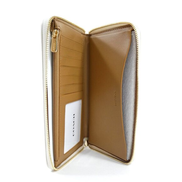 Coach Light Khaki Wine Multi Dempsey Large Phone Wallet NWT C4110 - Picture 3 of 4